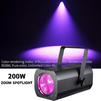 Projecteur LED COB Zoom 200W RGBW 4-en-1 DMX512, Projecteur de Scène LED COB, Projecteur Par LED pour Fêtes, Théâtres et Studios