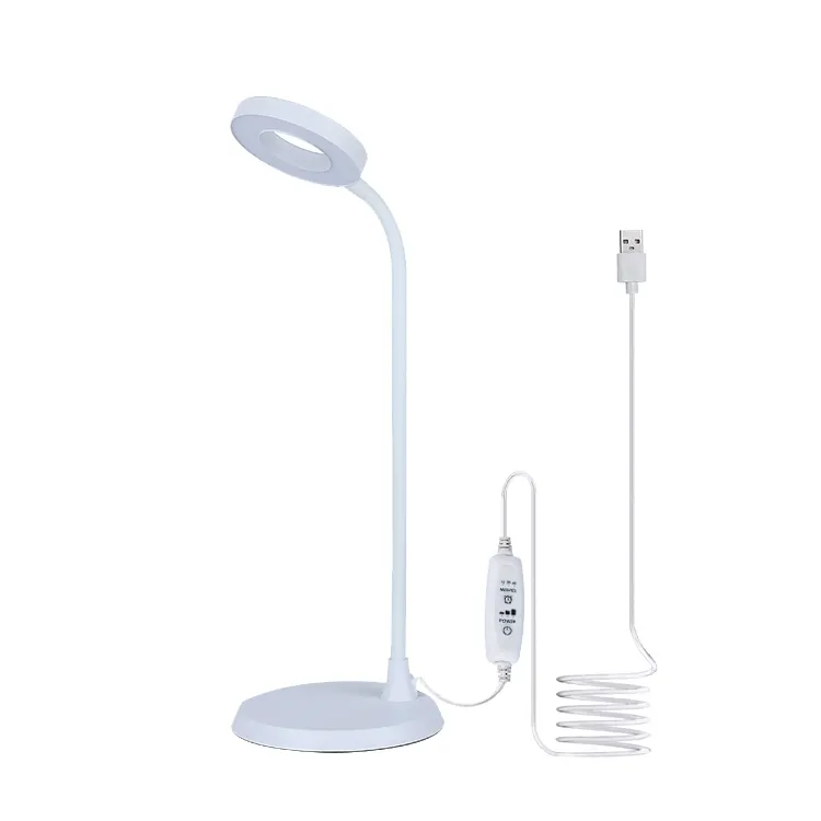 Eye Caring Adjustable Neck 3 Dimmable Brightness Timer USB LED Study Desk Lamp Reading Light For Bed