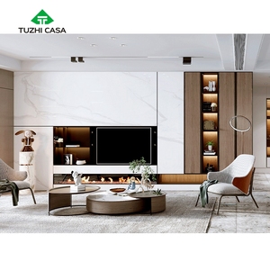 Meuble TV moderne de 65 pouces avec cheminée en bois massif de noyer, support mural avec <span class=keywords><strong>table</strong></span> - Product Image 3