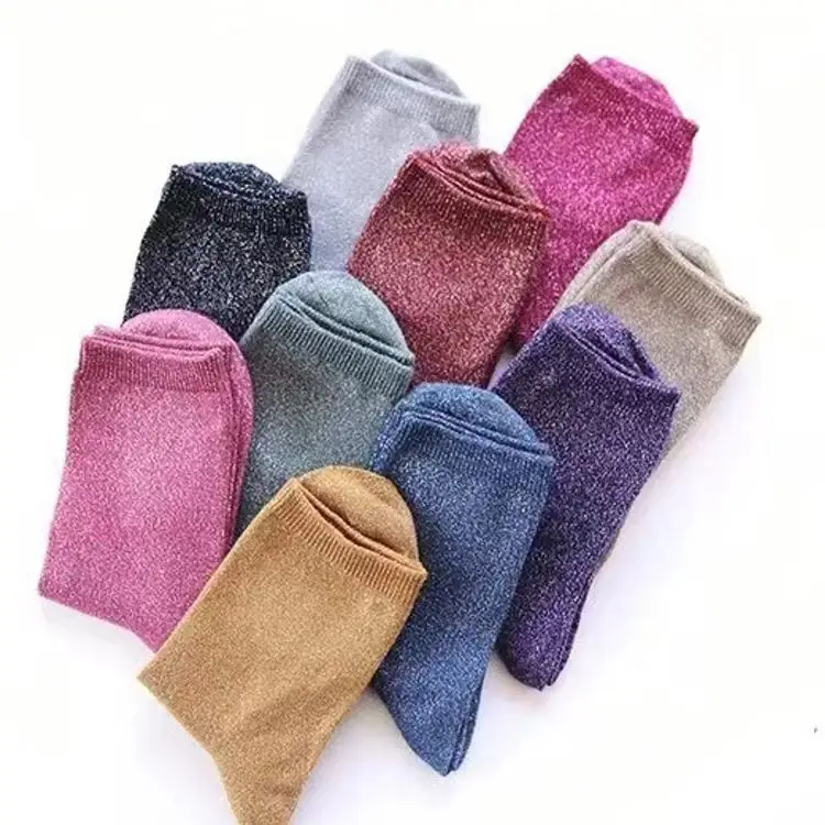 1 paire de chaussettes brillantes pour femmes, chaussettes fines et souples, Sexy, à la mode