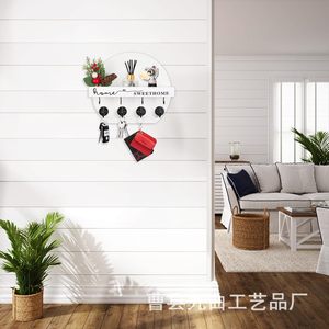 Wooden <b>Wall</b> Key Rack Round Shape <b>Wall</b> <b>Mounted</b> Key Holder Entryway Decorative <b>Shelf</b> Home Sweet Home Design - Product Image 1