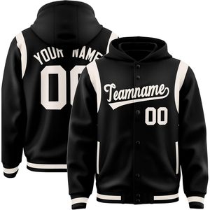 Chaqueta Varsity Personalizada para Hombre con Capucha, Bordado de Nombre y Número, Chaqueta Deportiva con Botones, Chaqueta Informal de Forro Polar para Otoño - Product Image 1