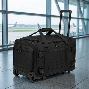 Tactical Denim Rolling Duffel <b>Bag</b> with Zipper Closure Heavy Duty <b>Wheeled</b> Travel <b>Bag</b> for Outdoor Use - Product Image 3