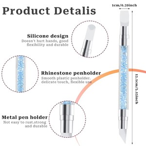 Pinceau de sculpture pour ongles en silicone à double embout, poils synthétiques, pour manucure et pointillage - Product Image 6