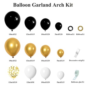 Kit di Decorazioni <span class=keywords><strong>per</strong></span> Feste di Laurea, Compleanno, Matrimonio con Palloncini Cromati Oro, Nero e Bianco e Ghirlanda di Palloncini con <span class=keywords><strong>Coriandoli</strong></span> Dorati - Product Image 3