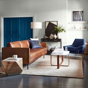 Modern Popular Living Room Sectional Sofa Villa Home <strong>Brown</strong> Leather Sofa - Product Image 2