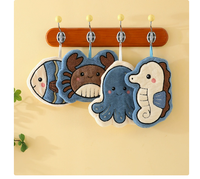 Serviette de cuisine absorbante et séchage rapide en microfibre corail compressée, motif animaux marins mignons, pour la maison
