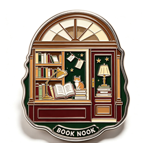 Custom Enamel Cat <b>Pin</b> Metal <b>Badge</b> Book Nook Cartoon Emblem for Bags Jackets Hats Gift - Product Image 1