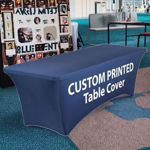 Custom Spandex Event Banquet <b>Table</b> Cloths Cover <b>Protector</b> Any Size Color Advertising Black Rectangular <b>Table</b> Cloth Cover - Product Image 3