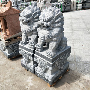 Çin tarzı doğal taş büyük Foo köpek pekin aslan heykeli ve taş aslan promosyon heykel yüksek 100cm - Product Image 5