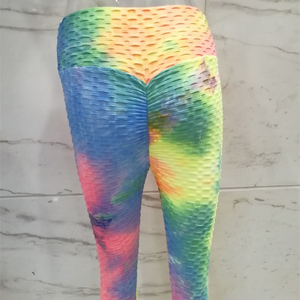 NEW Brazilian High Waist Tie - Dye Anti Cellulite <strong>Textured</strong> Sports Exercise <strong>Leggings</strong> - Product Image 4