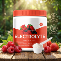 Polvo Electrolítico de Frambuesa de Marca Privada, Sin Gluten, Keto, Hidratante, Sin Azúcar, Bebida Energética Deportiva, Fábrica OEM