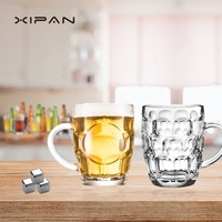 Verre à bière personnalisé en verre transparent à motif classique à pois, coupe européenne, design ananas, 270-300 ml