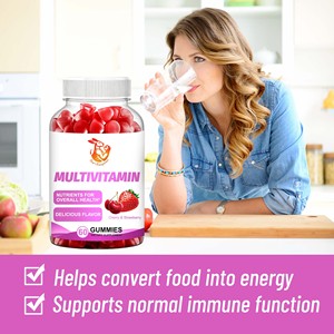 Gummies multivitaminés OEM ODM : favorisent le métabolisme normal des nutriments, aident à transformer les aliments en énergie, soutiennent la fonction immunitaire normale. - Product Image 6