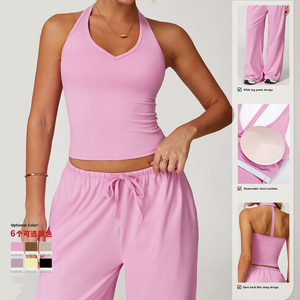 <span class=keywords><strong>Abbigliamento</strong></span> <span class=keywords><strong>Casual</strong></span> da <span class=keywords><strong>donna</strong></span> 2 pezzi gilet con collo a gamba larga pantaloni sportivi elastici per allenamento x taglia Yoga stile pantaloni - Product Image 2