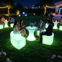 Ensemble de table et canapé incurvé LED lumineux, rechargeable, à intensité variable, étanche, mobilier lumineux, garantie 2 ans pour l'extérieur, la plage, les fêtes, les bars