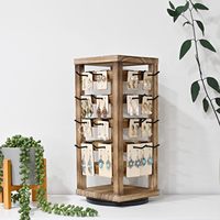 Présentoir rotatif à 360 degrés en bois pour bracelets, support multi-emplacements avec crochets métalliques pour montres et bracelets, présentoir de comptoir pour bijoux