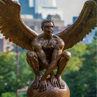Statue de Culturiste en Bronze sur Mesure, Taille Réelle, Style Moderne Traditionnel Feng Shui, Figurine Sportive Polie en Fonte Moulée sous Pression