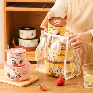 Tazón de Cerámica Creativo con Diseño de Dibujos Animados, Hermético, Portátil, para Almacenamiento de Alimentos, Apto para Microondas, con Tapa de Plástico, Venta al Por Mayor - Product Image 3