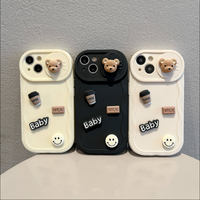 En gros Nouveau Café Ours En Trois Dimensions Ondulé Fenêtre Coulissante Téléphone étui pour iphone 17 16 15 14 13 Pro Max Anti-chute Étui Souple