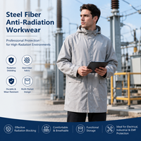 Manteau long en fibre d'acier anti-ondes électromagnétiques, vêtement de travail durable anti-radiation, manteau de sécurité industriel à capuche