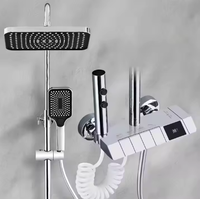 Ensemble de douche de luxe léger en alliage de zinc avec affichage numérique, 4 fonctions, thermostatique haut de gamme, éclairage d'ambiance et buse à pression accrue