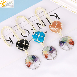 CSJA vente en gros 7 Chakras arbre <span class=keywords><strong>de</strong></span> vie naturel dégringolé coeur <span class=keywords><strong>cristal</strong></span> pierres voiture pendentif suspendu décoration <span class=keywords><strong>de</strong></span> la maison décor H044 - Product Image 1