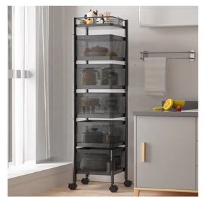 Estante giratorio de cocina Cesta de varios niveles Almacenamiento de frutas y verduras Estante de metal con ruedas - Product Image 4