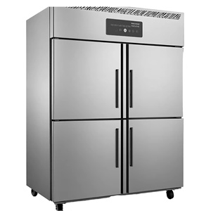 <span class=keywords><strong>Congélateur</strong></span> vertical mobile à <span class=keywords><strong>double</strong></span> température en acier inoxydable à 4 portes, classe énergétique A, adapté à la restauration - Product Image 2