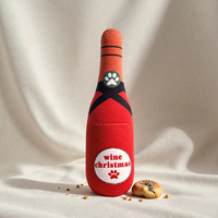 Jouet sonore pour chien et chat en peluche, en forme de bouteille de vin, résistant aux morsures, pour nettoyer les dents