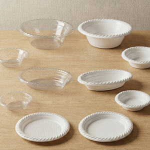 Livraison gratuite Assiettes rondes jetables en <span class=keywords><strong>plastique</strong></span> transparent écologiques de 5 pouces/7 pouces pour le camping et les fêtes - Product Image 1