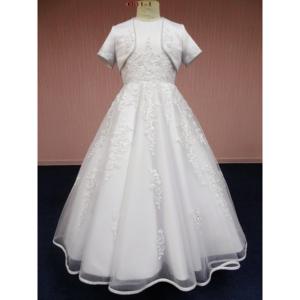 30 دانتيل ريترو رائع كبير ساتين القوس الأبيض أول فساتين بالتواصل المقدسة مع الدانتيل الحجاب مجموعة ثوب التعميد للأطفال فتاة - Product Image 1