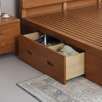 QINUO Meubles en gros : Lit double Queen Size à cadre en bois massif, lit simple avec rangement, ensemble de meubles de chambre à coucher