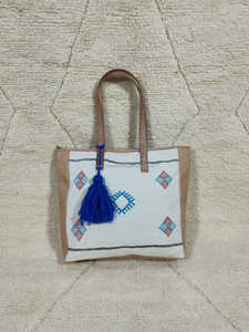 Moroccan Sabra Handbag <b>for</b> Women Cactus Silk Leather Tote with Genuine Leather Lining <b>Zipper</b> & <b>Lock</b> Closure - Product Image 2