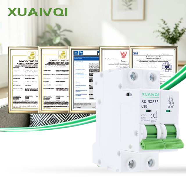 XUANQI AC 2P 32A 230/400V~ 50HZ/60HZ Mini Circuit Breaker MCB C45 C TYPE PA66 Plastic 4.5kA Breaking Capacity for Household Use