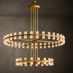 High Clarity Two Tier Ring <b>Crystal</b> Pendant Light Brass Frame <b>Chandelier</b> For Luxury Residential Indoor <b>Lighting</b> - Product Image 1