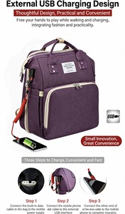 Sac à dos à langer 2-en-1 avec lit bébé pliable multifonctionnel et imperméable pour les voyages - Product Image 2