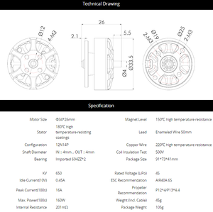 Motore FPV T-MOTOR Antigravity MN2806 <span class=keywords><strong>EVO</strong></span> KV650 in Lega di Alluminio Leggero 160W 4S 16V Elettrico per Carichi da 1kg 2kg 3kg Garanzia 1 Anno - Product Image 5