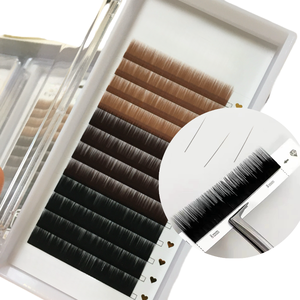 Extensiones de Pestañas de Volumen de Fibra PBT Coreana de Imitación de Visón Premium, 8 mm, Hechas a Mano, Naturales, Largas, Rizos Estables, Color Marrón, DRAGONLASH - Product Image 2