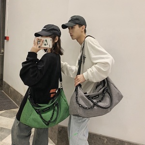 Venta al por mayor de punto de pata de gallo de la red personalidad negro <span class=keywords><strong>verde</strong></span> de moda duradera de fin de semana <span class=keywords><strong>deporte</strong></span> gimnasio bolso, bolso <span class=keywords><strong>bolsa</strong></span> de viaje - Product Image 3