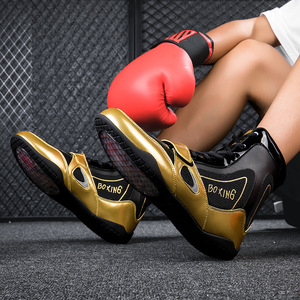Zapatos de boxeo con cordones de piel sintética, ligeros, para entrenamiento, para hombres y mujeres, boxeo, artes marciales, gimnasio, entrenamiento - Product Image 4