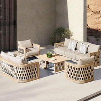 Ensemble de salon de jardin en teck massif de style nordique moderne pour villa, cour, parc, hôtel en plein air, meubles de jardin