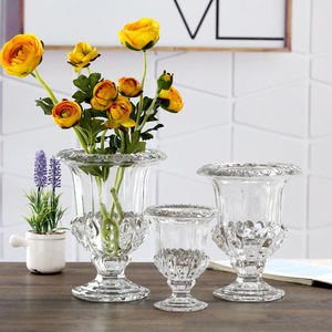Crystal Glass Flower <strong>Vase</strong> Set Transparent Thick Round Hydroponic Wedding Home Decor <strong>Mini</strong> Retro Clear Glass <strong>Vase</strong> for Flowers - Product Image 1