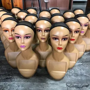 Grosir Wig pajangan rambut wanita Harga terbaik Headstand Wig cantik membuat manekin kepala dengan senyum