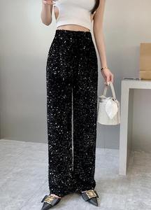 Pantalon à paillettes à taille haute glamour - Pantalon de soirée scintillant pour femmes, tenue de fête du Nouvel An et de club - Product Image 2