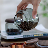 Mini pot de conservation en verre avec couvercle en noyer noir, boîte à café et thé hermétique de style chinois, 300 ml, récipient domestique pour produits secs (B&B)