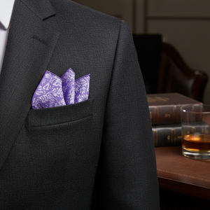Exve Exclusive Purple Lilac White Floral Print Pocket Square From Turkey - Product Image 3
