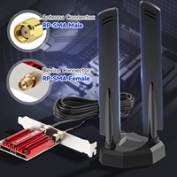 Antenne WiFi 7 Tri-Bande Eightwood 6GHz/5GHz/2.4GHz RP-SMA à base magnétique pour PC de bureau, carte mère gaming PCIe et routeur