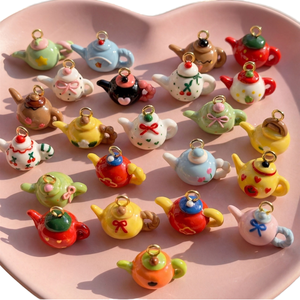 Creativos y bonitos dijes de acero inoxidable con forma de constelación, taza de té, cuentas, mini tetera, tetera pequeña, dijes para tetera de café, para joyería DIY - Product Image 1