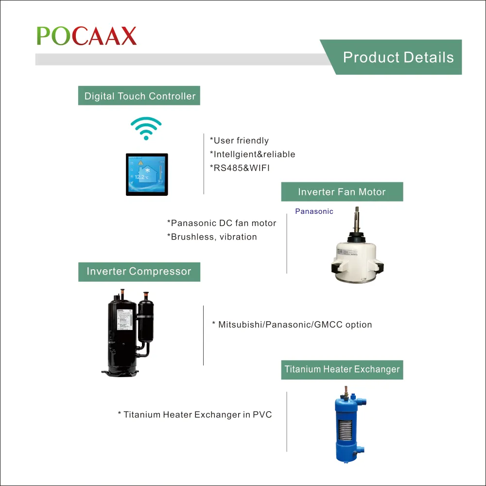 Commercial Type Air Source Swimming Pool Heaters Heat Pump Water with Large Capacity